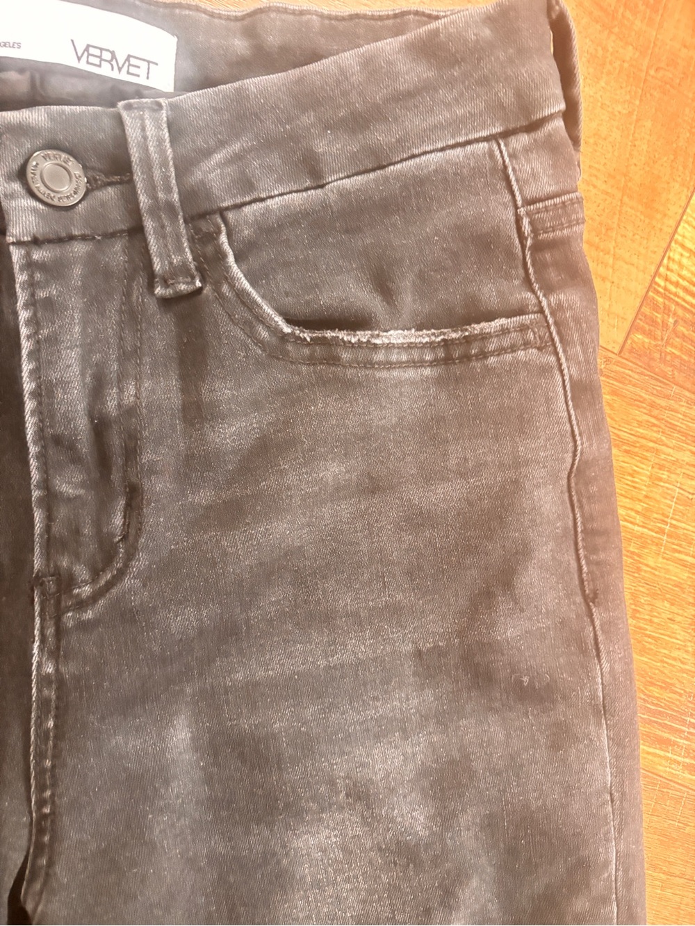 VERVET Black High Rise Raw Hem Flare Jeans Size 25 - Picture 5 of 9